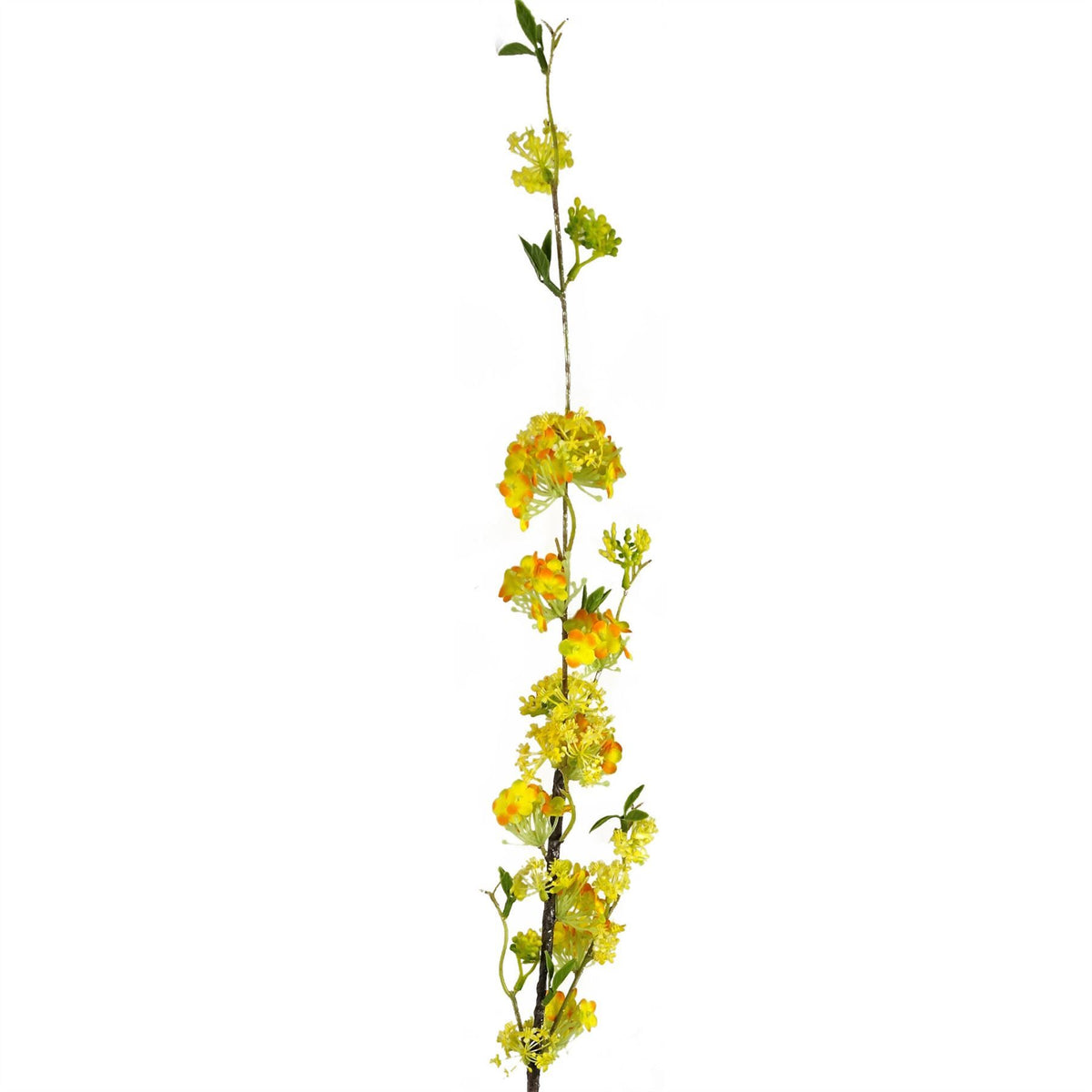 Leaf 100cm Artificial Blossom Spray Stem with Silk and Plastic Flowers – Wired Stem, Yellow