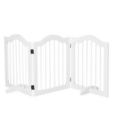 PawHut 3-Panel Freestanding Wooden Dog Gate with Support Feet – Foldable Safety Barrier for Small Dogs, White