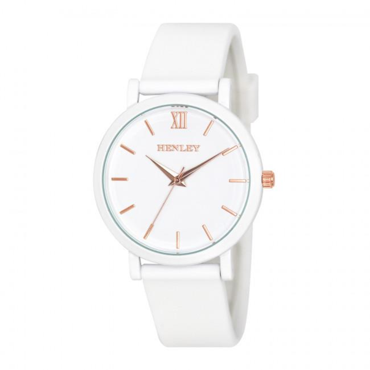 Henley Ladies Coloured Case Silicone Sports Watch, White – H06178.4