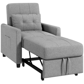 HOMCOM light grey pull-out chair bed