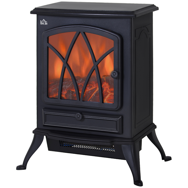 Black electric log burner stove