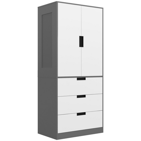 HOMCOM white and grey 2-door wardrobe