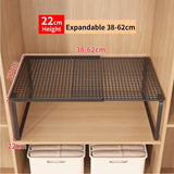 Extendable Telescopic Wardrobe Shelf Divider, 38–62cm Iron Storage Rack – Wardrobe & Cabinet Organiser, Black
