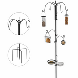 PawHut Bird Feeding Station Kit with 6 Hooks and 4 Hanging Feeders – Garden Wild Bird Feeder Pole