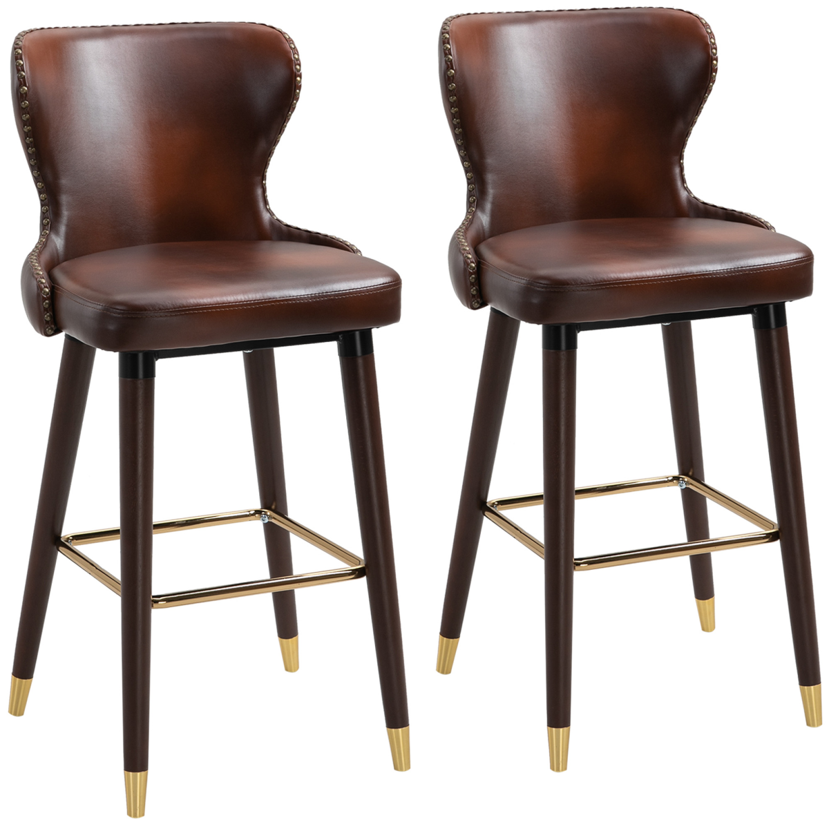 Brown PU leather bar stools
