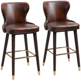 Brown PU leather bar stools