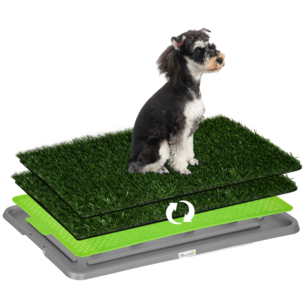 PawHut Dog Toilet with 2 Artificial Grass Pads – Indoor and Outdoor Potty Training Tray, 67 x 41cm, Green