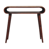 Artisan Furniture Solid Wood Amaya Nordic Open Console Table with 1 Shelf – Round Edges, Dark Brown