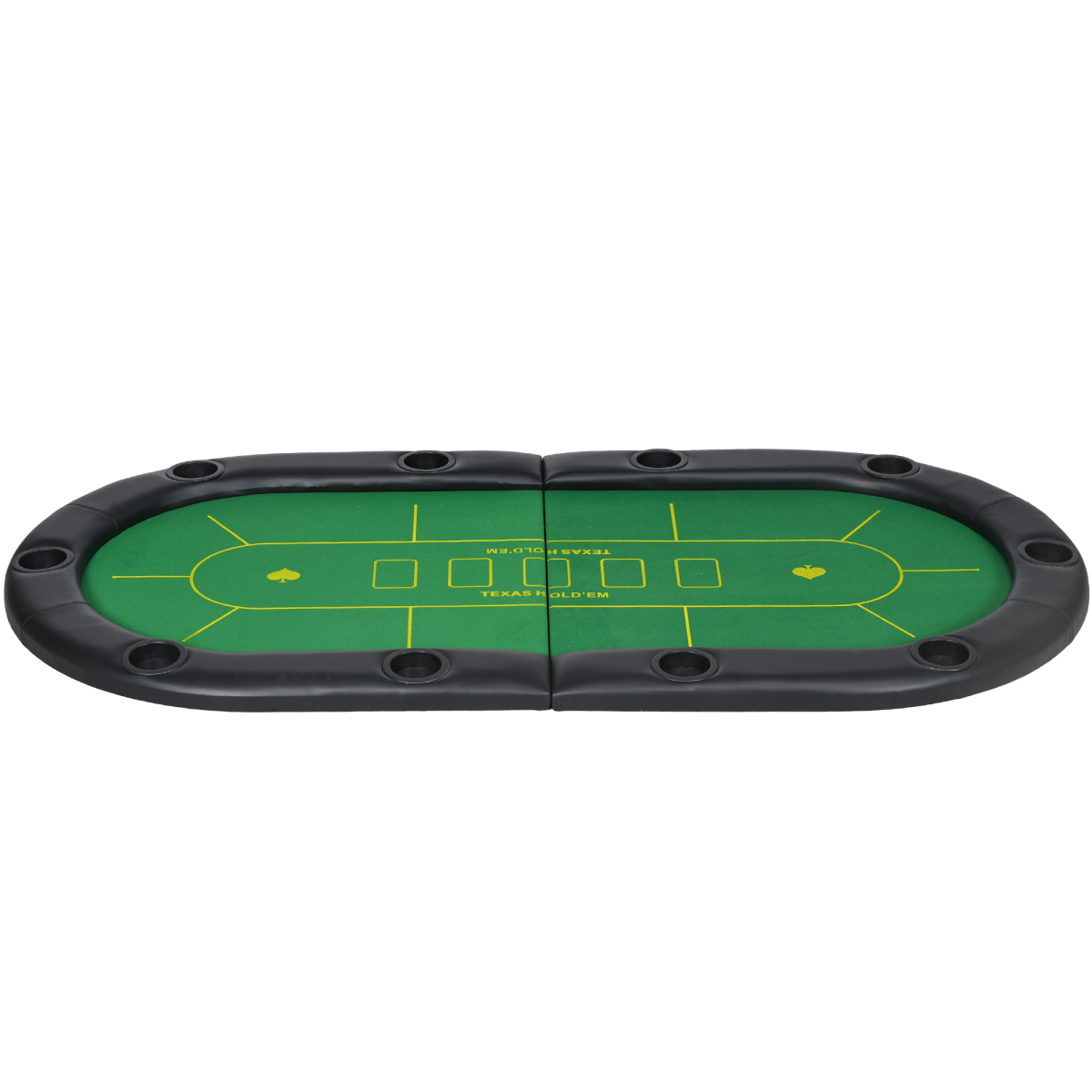 SPORTNOW Foldable Poker Mat for 10 Players with Cup Holders & Carry Bag – Green Felt Poker Table Top