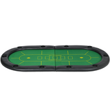 SPORTNOW Foldable Poker Mat for 10 Players with Cup Holders & Carry Bag – Green Felt Poker Table Top
