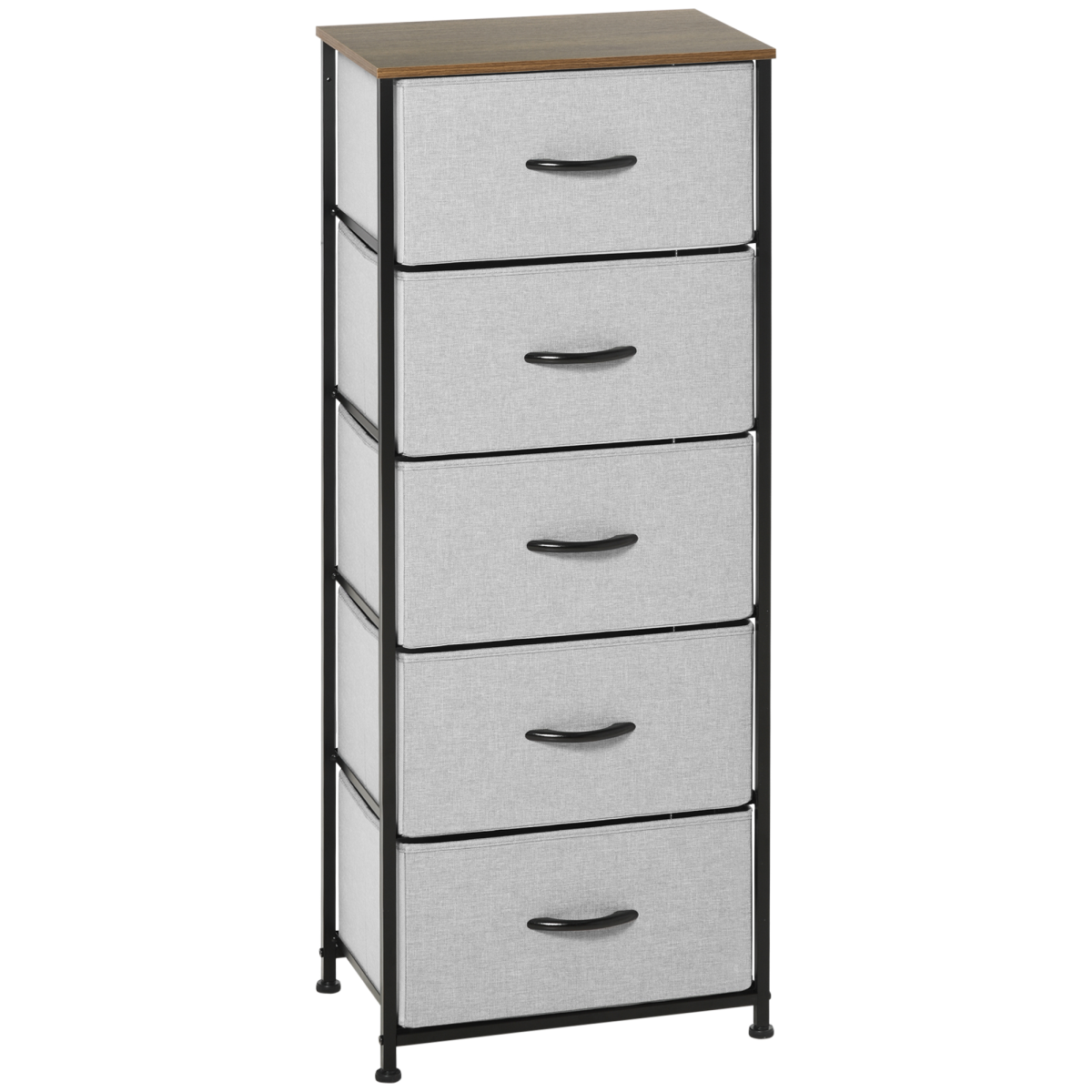 Grey 5-drawer fabric chest