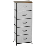 Grey 5-drawer fabric chest