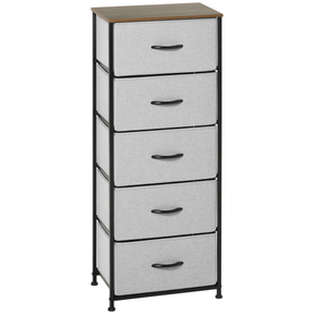 Grey 5-drawer fabric chest