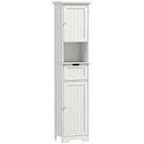 HOMCOM Slim Tall Bathroom Storage Cabinet with Motion Sensor LED Lights, Drawer & Adjustable Shelf – White