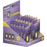 Infapower COB Keyring Torch, Box of 12 – 120 Lumen LED with 3 Modes, Assorted Colours