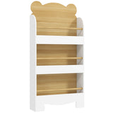 AIYAPLAY Kids 3-Tier Bookshelf with Bear Design, Anti-Tip Device and Guardrails – Children's Bookcase, White