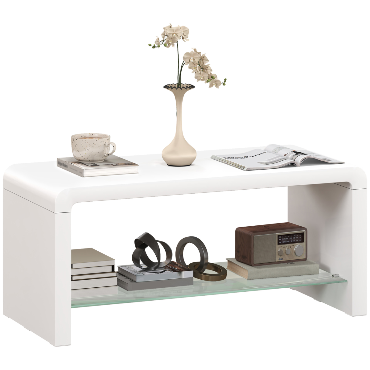 HOMCOM white high gloss coffee table