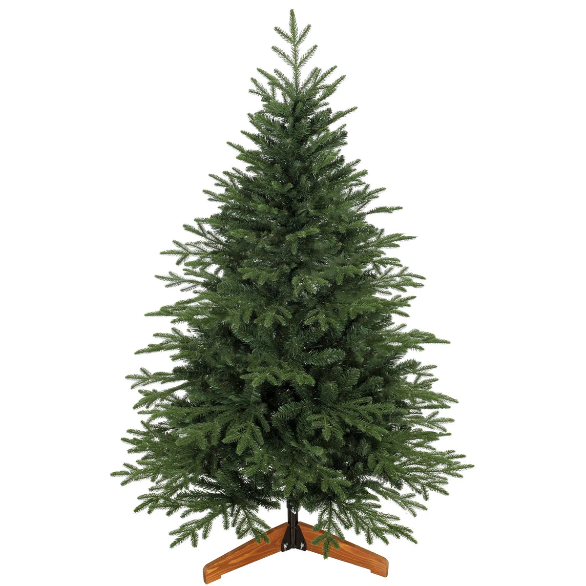 HOMCOM 5ft Artificial Christmas Tree with Hinged Branches & Solid Pine Wood Stand – 150cm, Green