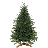 HOMCOM 5ft Artificial Christmas Tree with Hinged Branches & Solid Pine Wood Stand – 150cm, Green