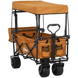 Outsunny Folding Utility Cart with Canopy, 68kg Capacity, Steel Frame & EVA Wheels – Garden Trolley, Orange