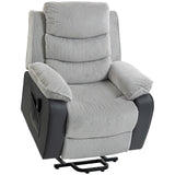 HOMCOM Overstuffed Corduroy Electric Riser Recliner Chair with Footrest and USB Port – Power Lift Chair, Grey