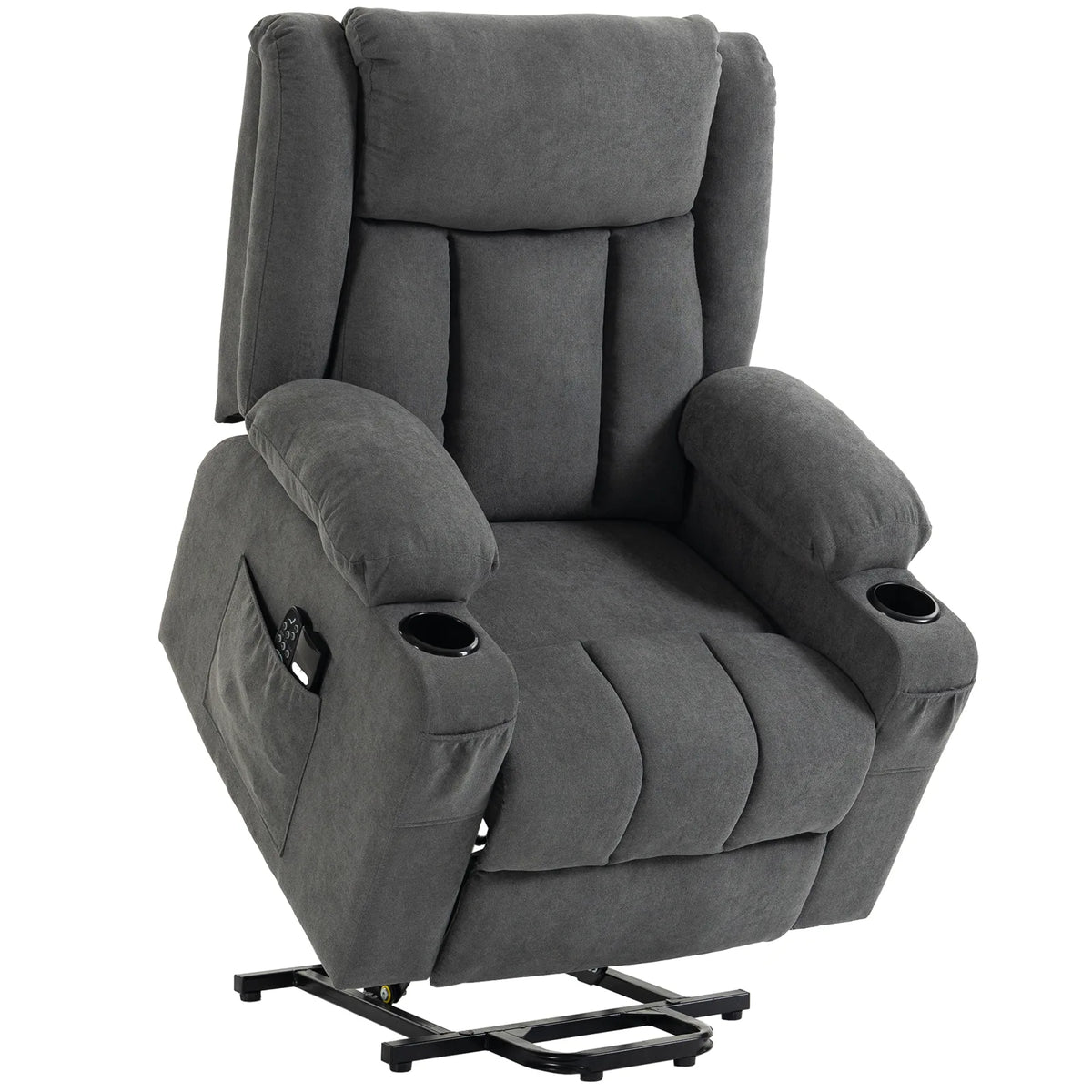 HOMCOM Dual Motor Electric Riser Recliner Chair with Massage & Heat – 55° Lift Chair for Elderly, Dark Grey