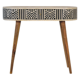 Artisan Furniture Solid Wood Edessa Bone Inlay Console Table with 1 Drawer – Boho Style, Black & White