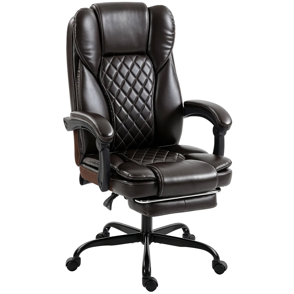 HOMCOM Executive Office Chair with 90–135° Recline, Retractable Footrest & High Back, Brown