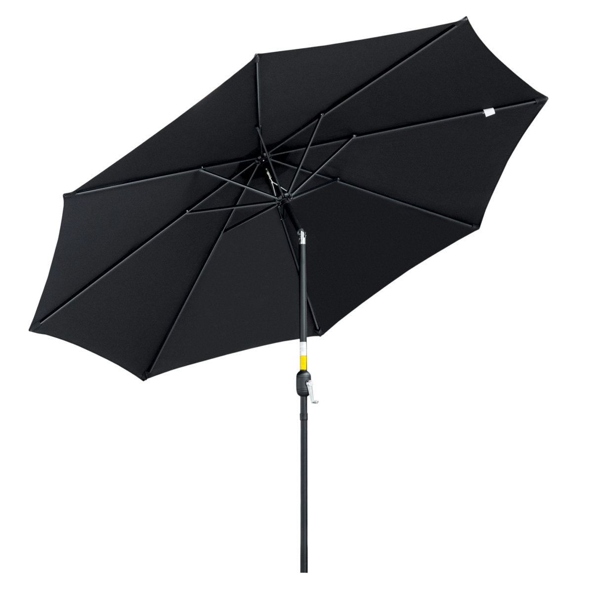 Outsunny 3m Patio Parasol with Push-Button Tilt & Crank Handle, Vented Canopy, Steel Frame – Black