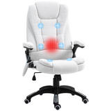 Vinsetto Reclining Office Chair with Heated Massage Points and Remote – Linen-Look Computer Chair, Cream White