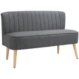 HOMCOM 117 cm Small 2 Seater Loveseat Sofa with Thick Padded Seat and Rubberwood Legs, Grey