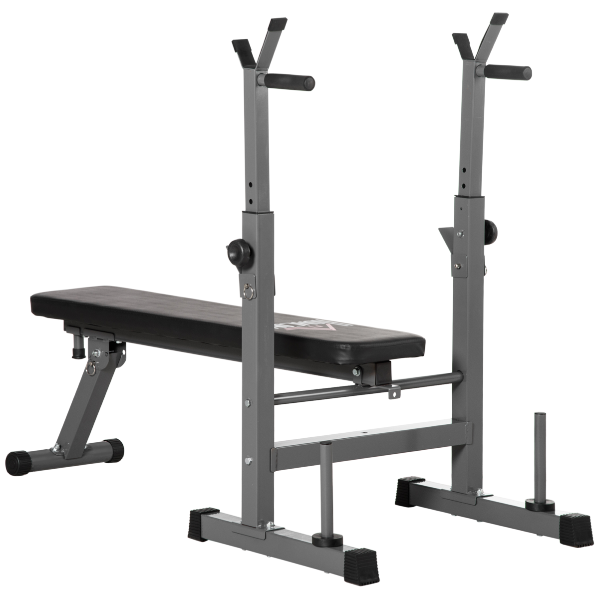 HOMCOM Foldable Adjustable Weight Bench with Barbell Rack & Dip Station – Home Gym Bench Press Station