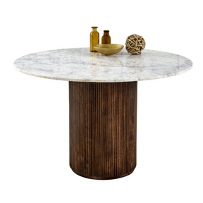 Opal round mango wood marble dining table