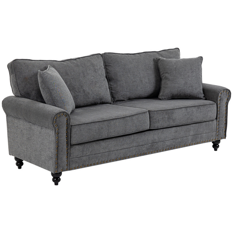 196cm grey loveseat with nailhead trim