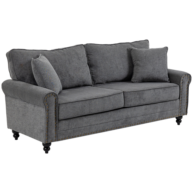 196cm grey loveseat with nailhead trim