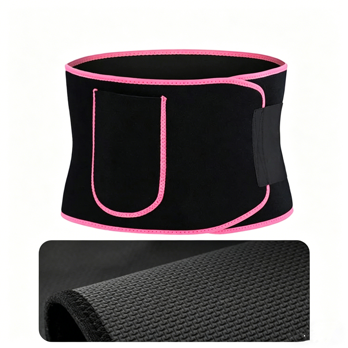 Neoprene Waist Trimmer Belt with Phone Pocket, Adjustable One Size – Workout Sweat Belt, Pink/Black