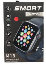 M18 Smart Watch with Side Button, Bluetooth, Heart Rate & Sleep Monitor – IP67 Waterproof, Red Silicone Strap