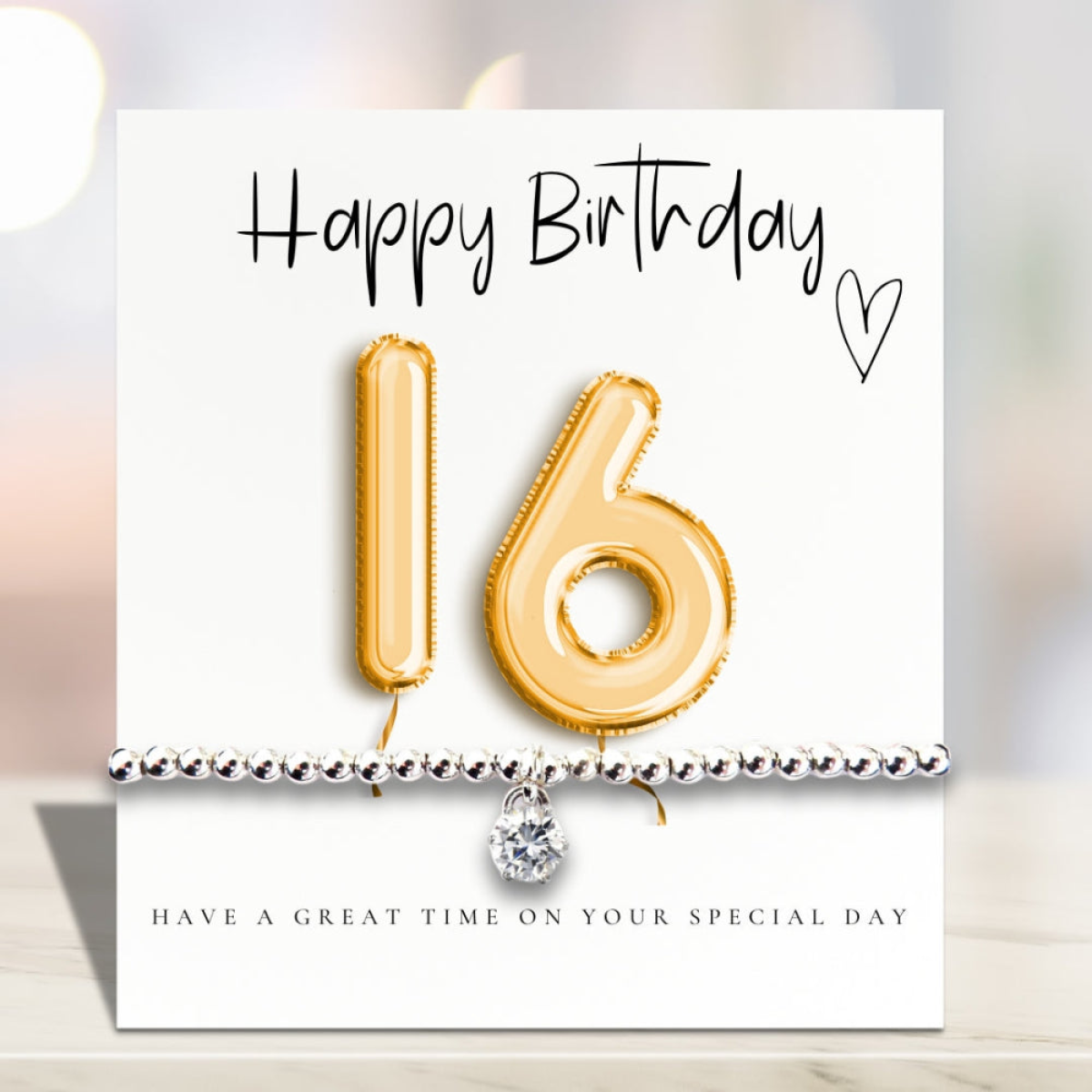 Aye Do Gifts 16th Birthday Cubic Zirconia Silver Bracelet with Gold Balloons Message Card – Letterbox Gift
