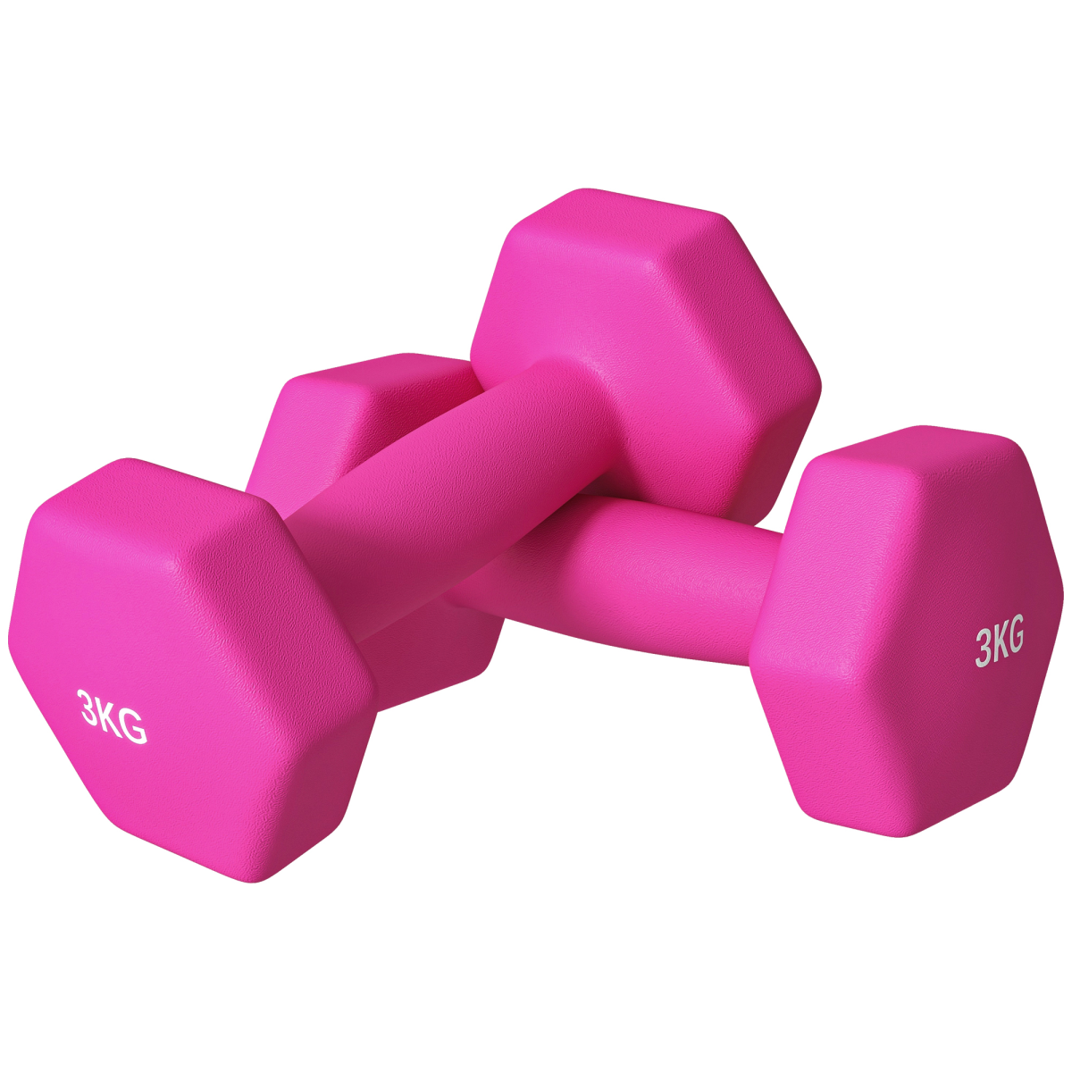 SPORTNOW Hexagonal Dumbbell Pair, 2 x 3kg – Non-Slip Grip Home Gym Hand Weights, Pink