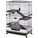 PawHut Three-Tier Small Animal Cage with Ramps & Wheels – Pet Play House for Rabbits, Ferrets & Chinchillas