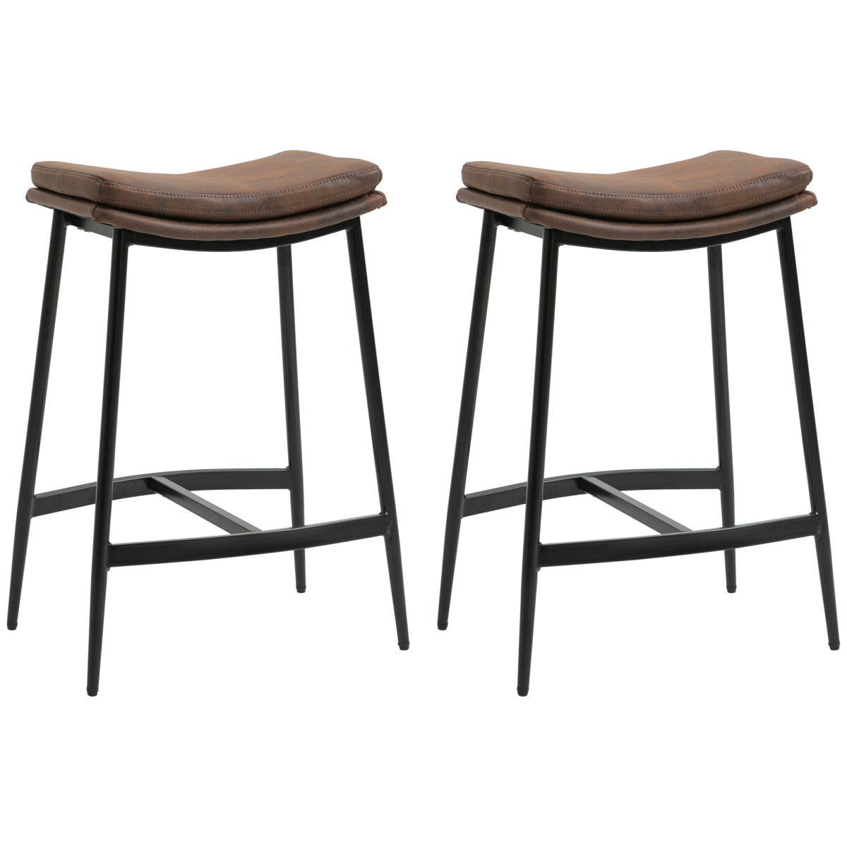 HOMCOM brown curved bar stools