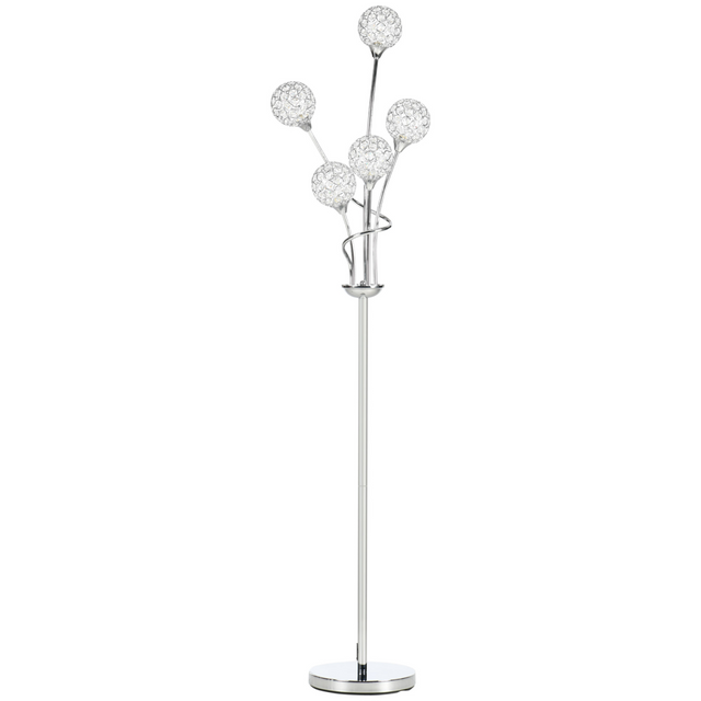 Silver K9 crystal 5-light floor lamp