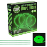 Global Gizmos 5m LED Neon Flex Rope Light with 10 Clips – Double-Sided Indoor & Outdoor Lighting, IP44, Green