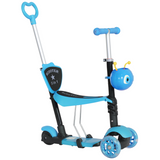 HOMCOM 5-in-1 Kids Kick Scooter with 3 Wheels, Removable Seat and Lean-to-Steer – Ages 1-8 Toddler Walker