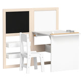 AIYAPLAY 3-in-1 Kids Table and Chair Set with Storage, Whiteboard and Blackboard – Ages 3-8, White