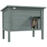 PawHut Insulated Outdoor Cat House with Openable Roof & Curtained Door – Weatherproof Shelter, Grey