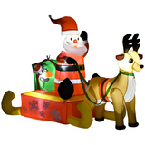 HOMCOM 4ft Christmas Inflatable Santa Claus on Sleigh with Reindeer and LED Lights – Outdoor Garden Decor