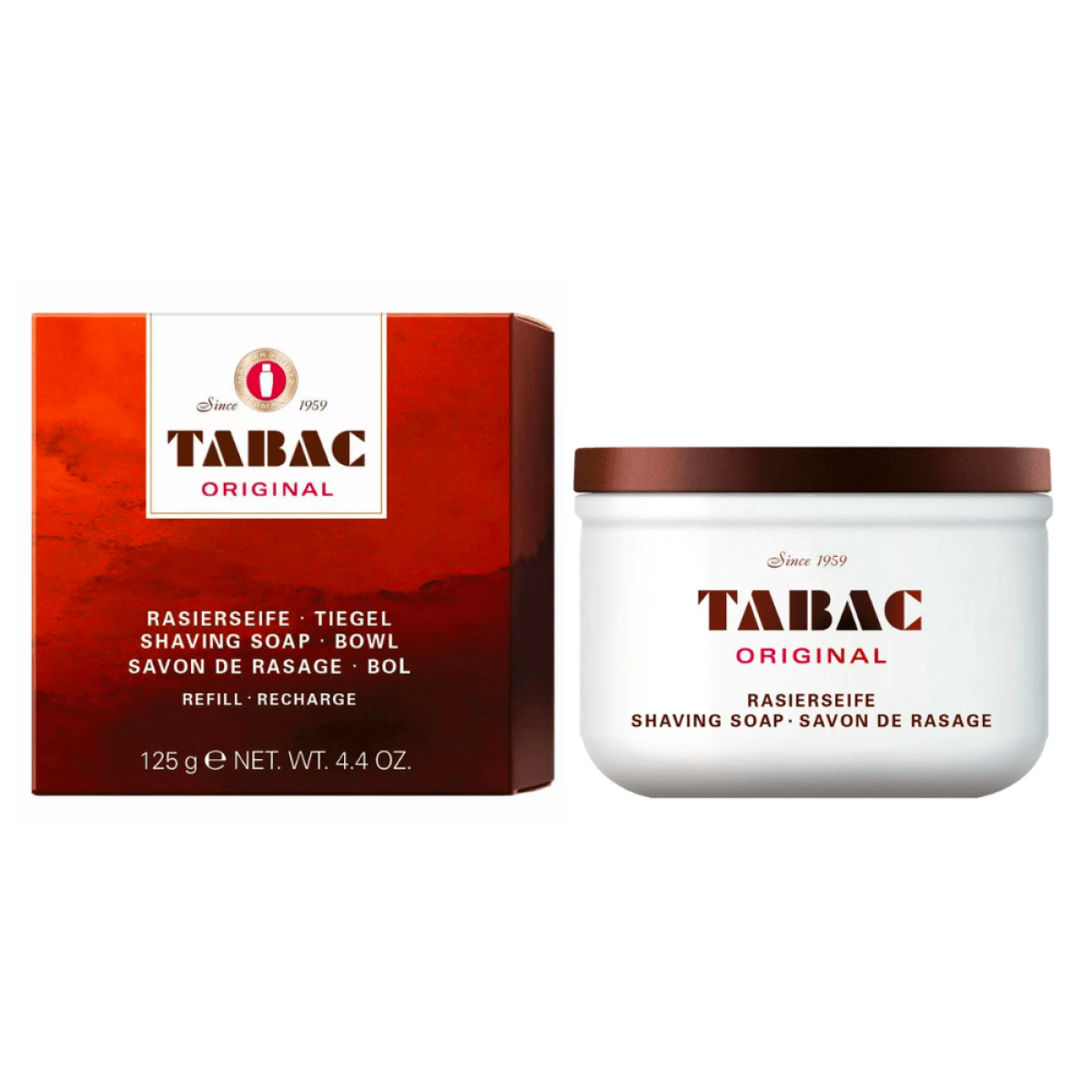 Tabac Original Shaving Bowl 125g – Traditional Hard Shaving Soap, Bergamot and Lavender Scent
