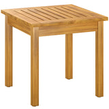 Outsunny Solid Acacia Wood Coffee Table with Slatted Top – Fully Assembled Indoor Outdoor Table, Natural