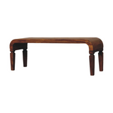 Artisan Furniture Solid Wood Arcus Coffee Table – Handcrafted Mango Wood, Amber Oak Finish, Beige